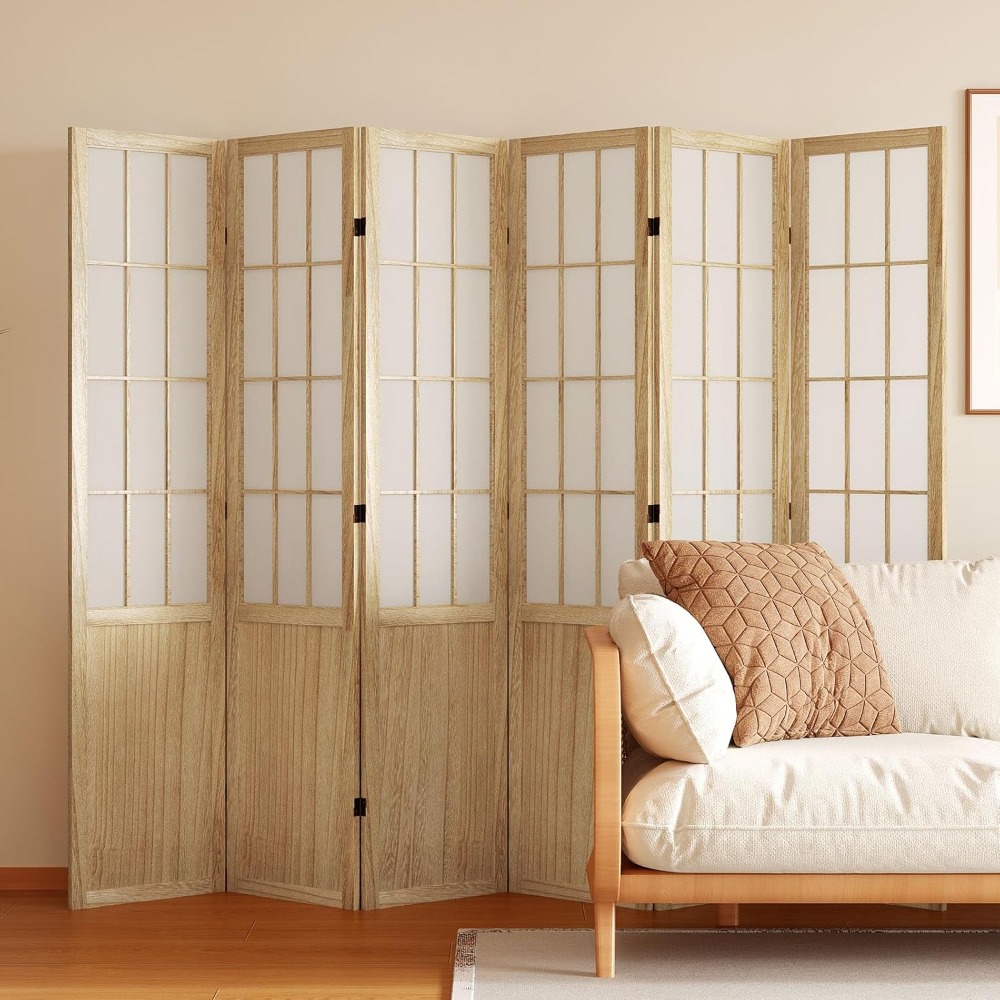 Shoji Screen Divider - 66.9Inch Tall Japanese Shoji Style Folding