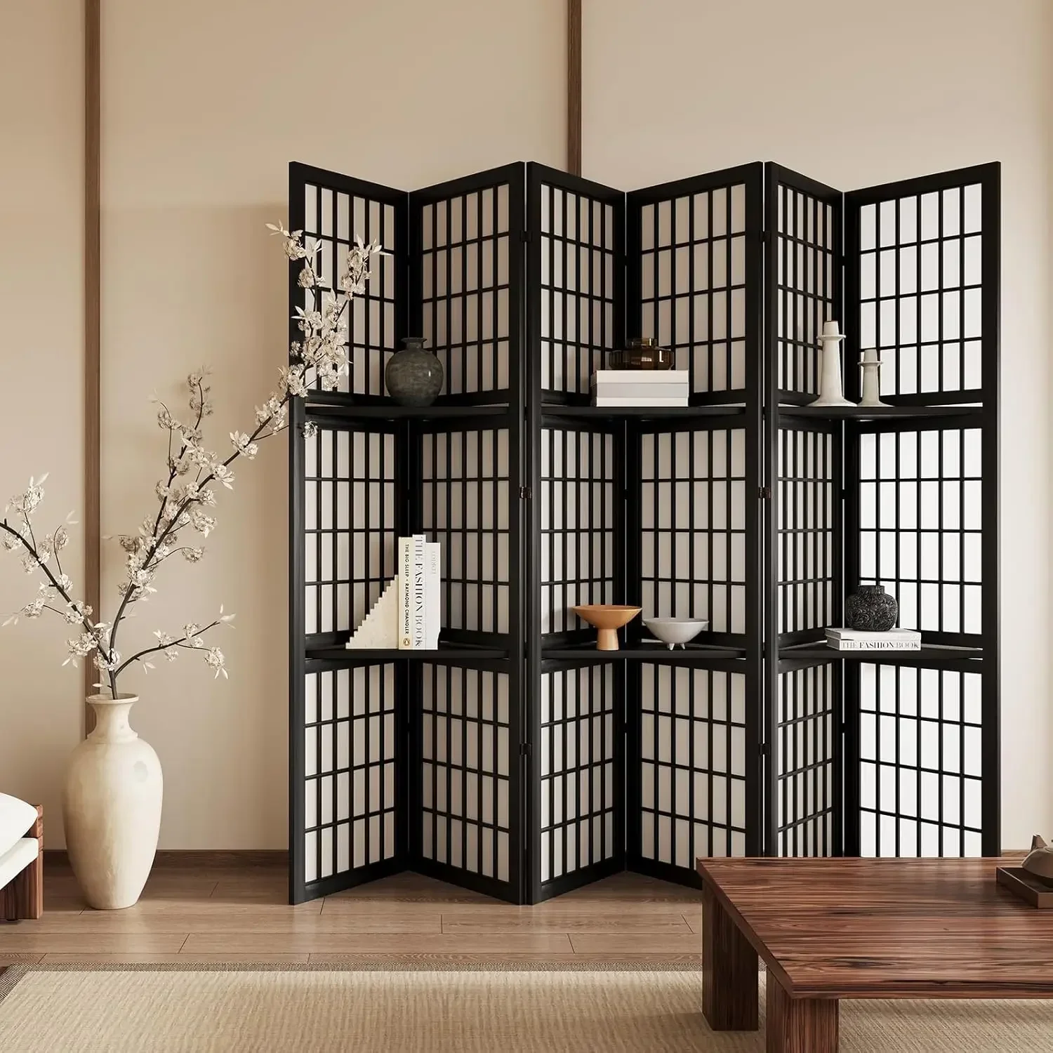 6 Panel 5.6ft Folding Portable - Shoji Screen Divider บทวิจารณ์และราคา