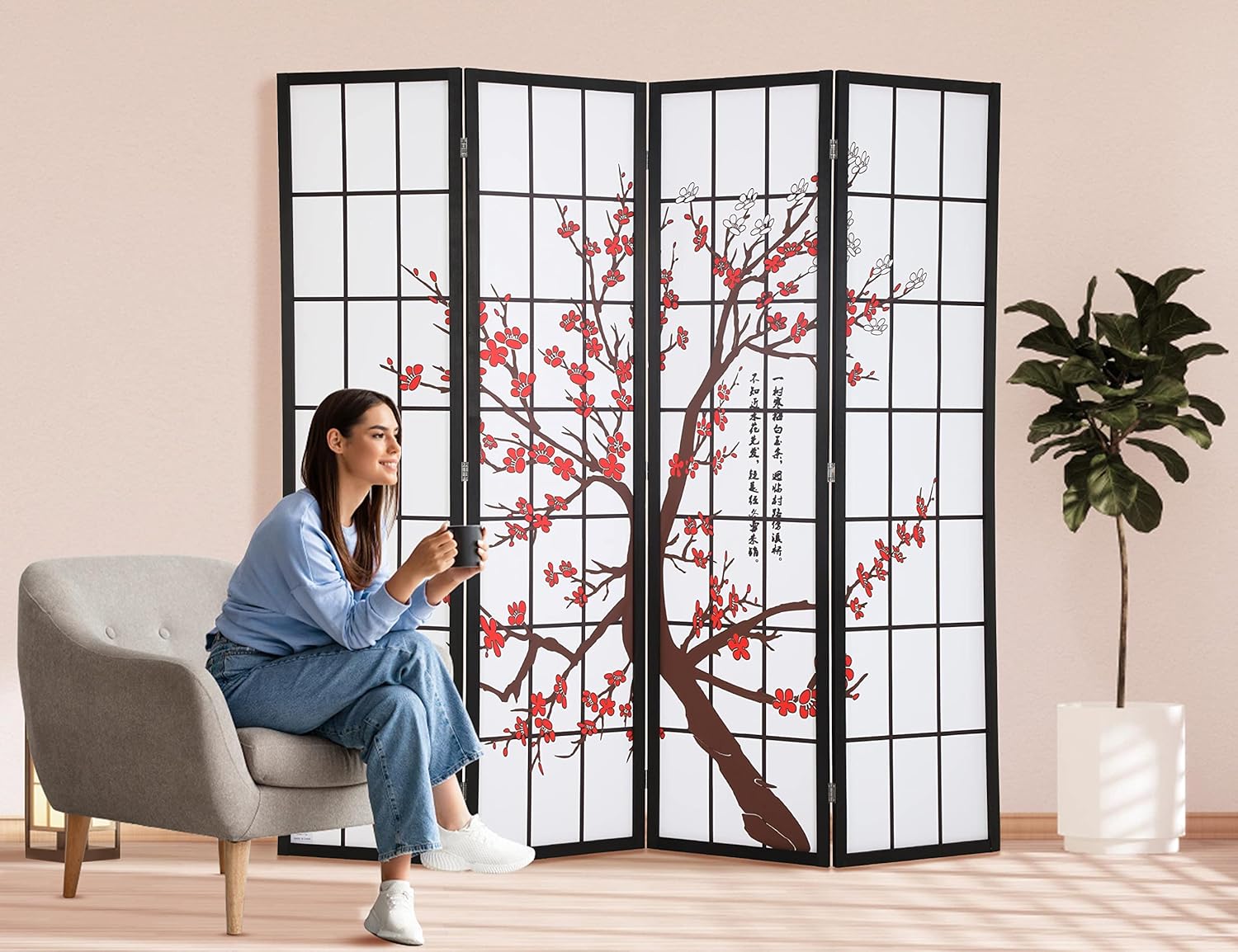 4 Panel Shoji Screen Room Divi - Shoji Screen Divider บทวิจารณ์และราคา