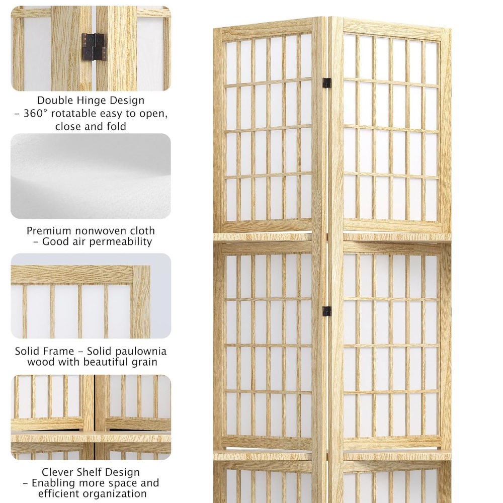 5.6FT Room Divider and Folding - Shoji Screen Divider บทวิจารณ์และราคา