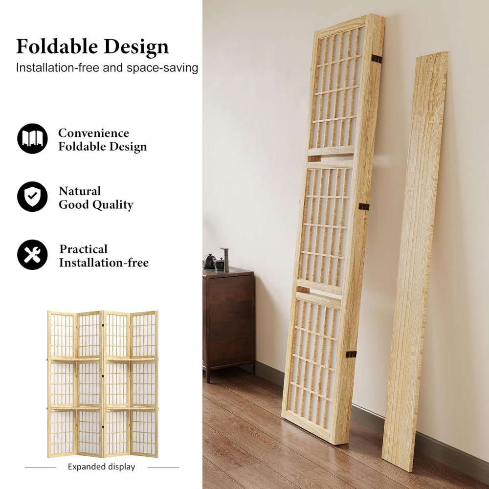 5.6FT Room Divider and Folding - Shoji Screen Divider บทวิจารณ์และราคา