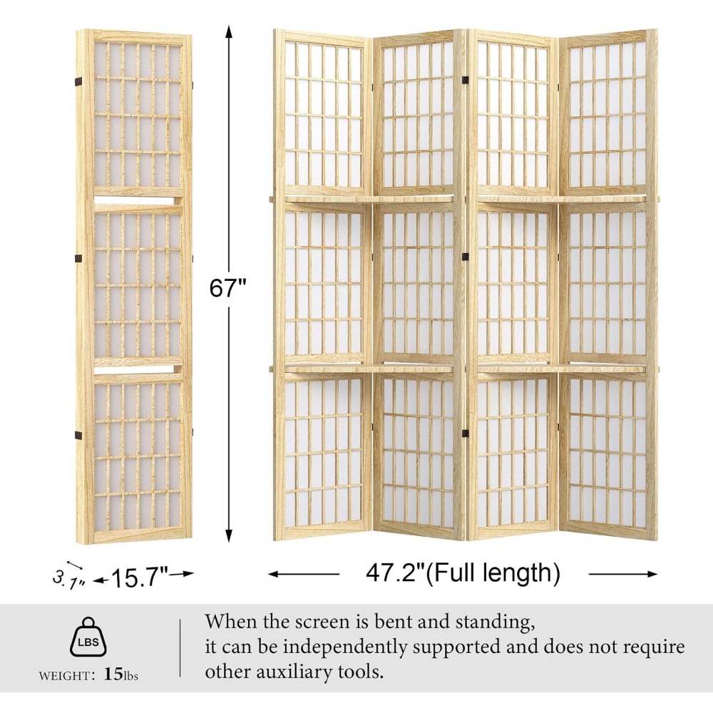 5.6FT Room Divider and Folding - Shoji Screen Divider บทวิจารณ์และราคา