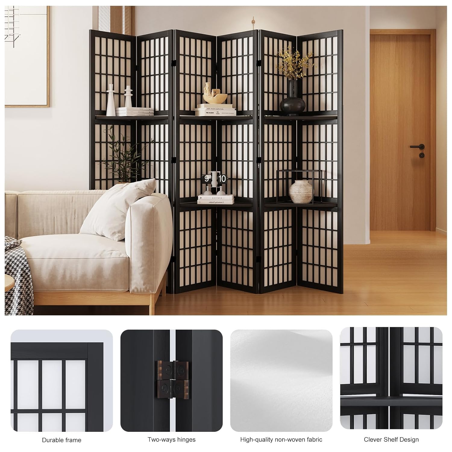 Room Divider with Shelves, 66. - Shoji Screen Divider บทวิจารณ์และราคา
