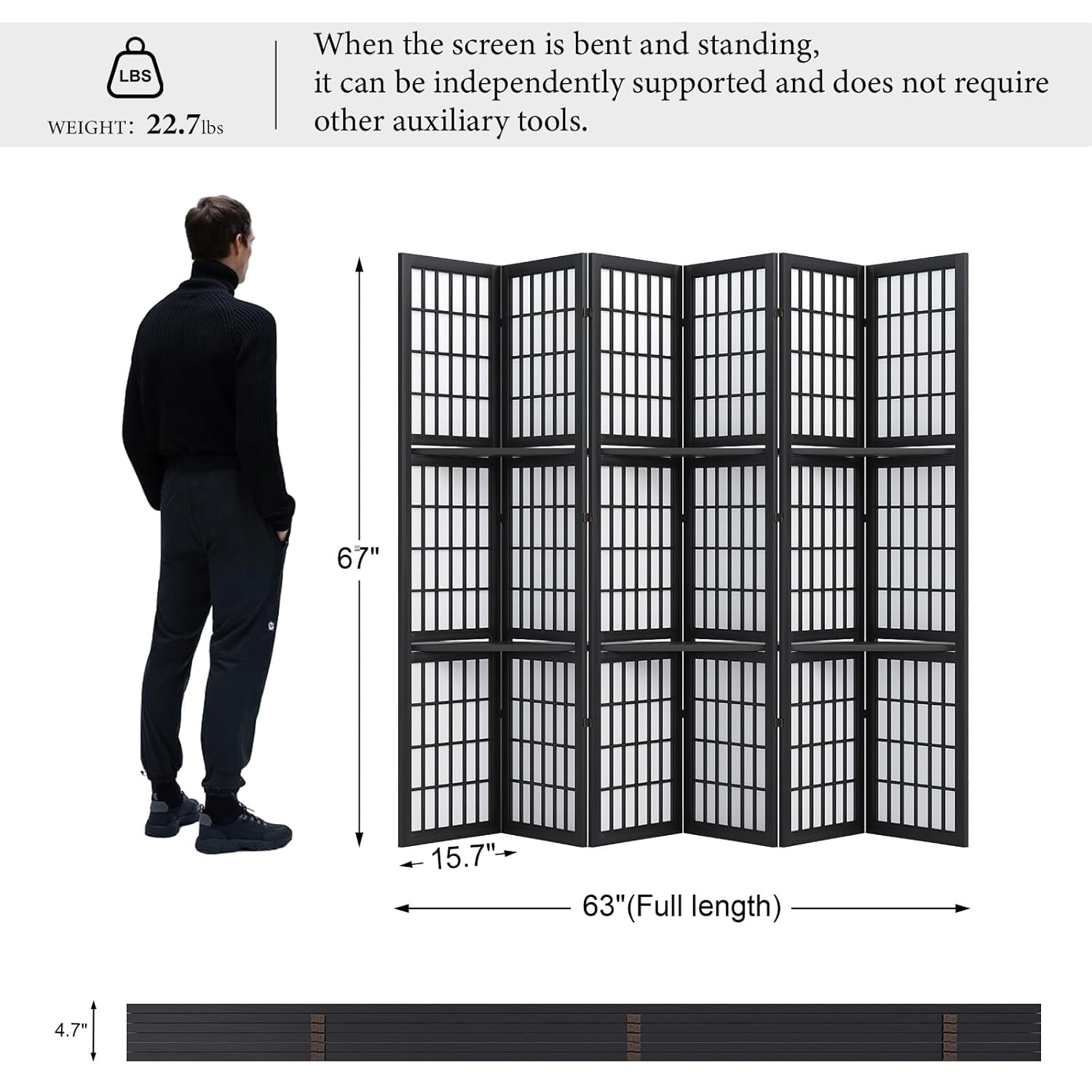 Room Divider with Shelves, 66. - Shoji Screen Divider บทวิจารณ์และราคา