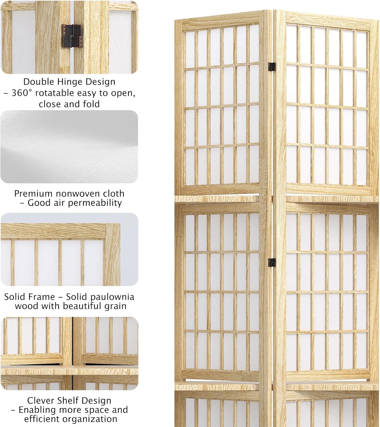 5.6FT Room Divider and Folding - Shoji Screen Divider บทวิจารณ์และราคา