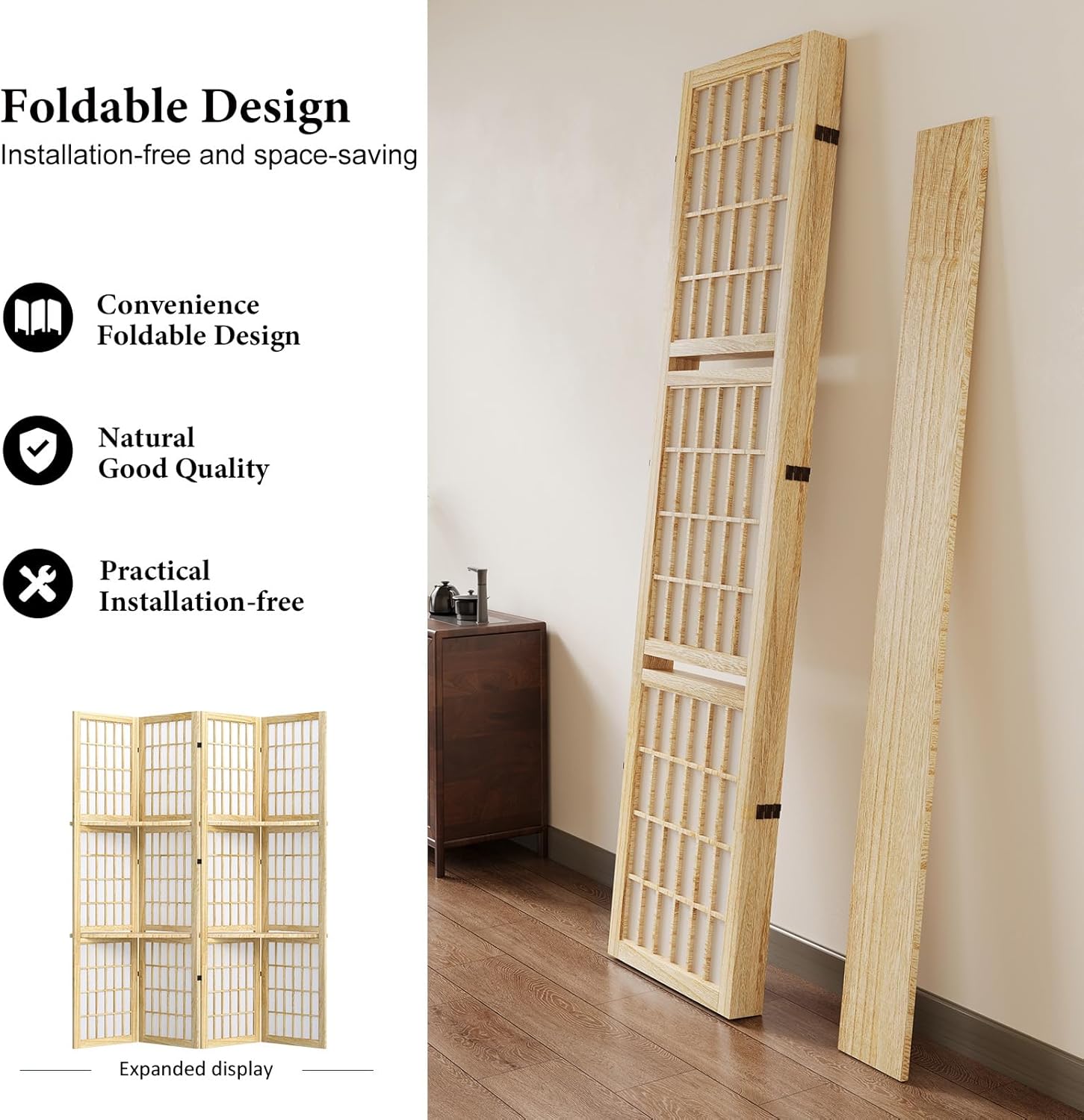 5.6FT Room Divider and Folding - Shoji Screen Divider บทวิจารณ์และราคา