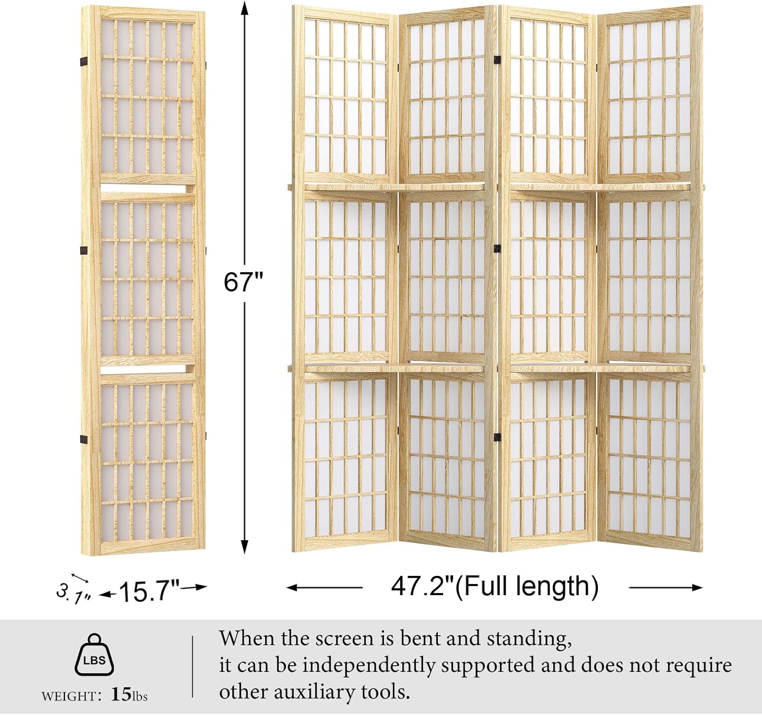 5.6FT Room Divider and Folding - Shoji Screen Divider บทวิจารณ์และราคา
