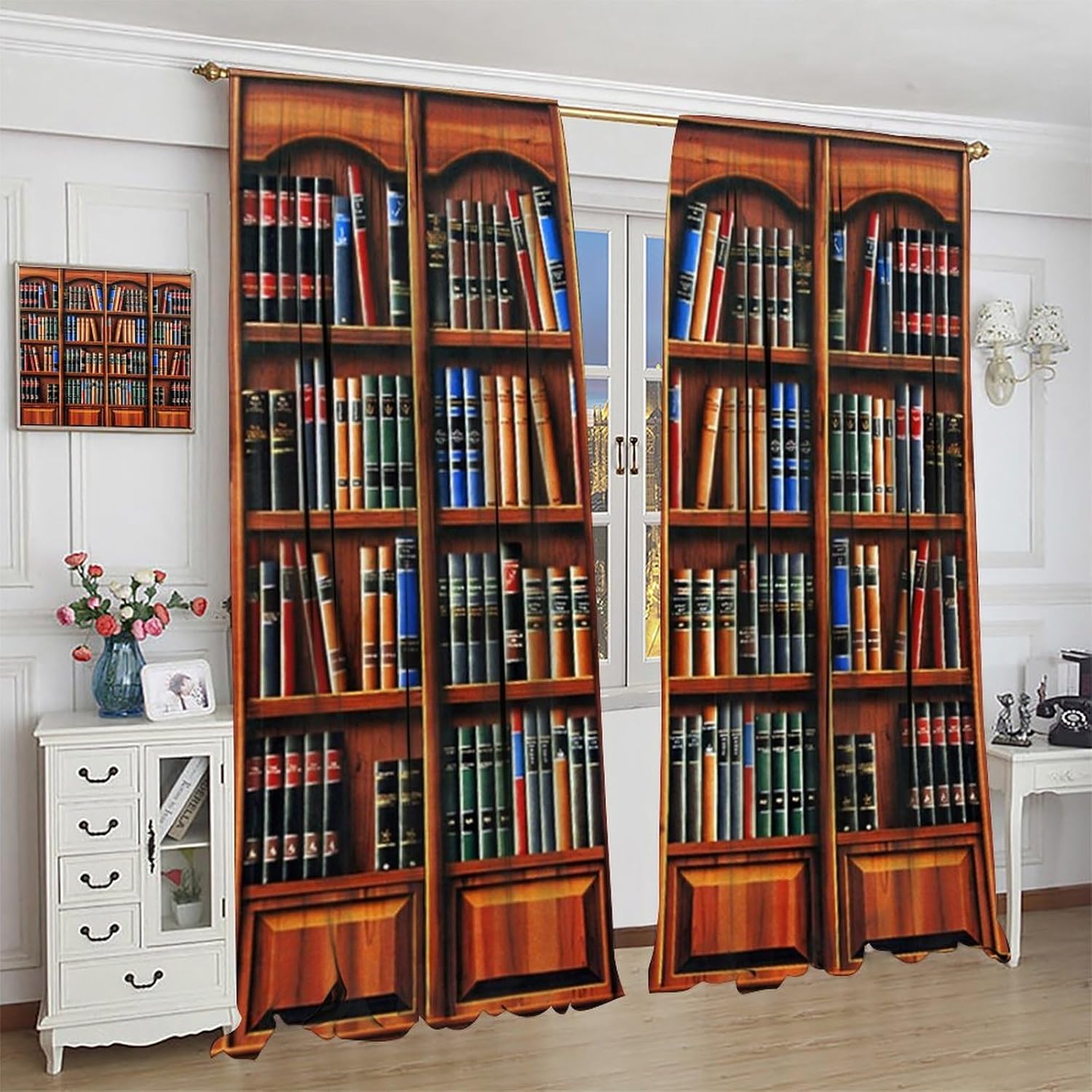Retro Bookcase Curtains,Vintag - Japanese Lifestyle Books บทวิจารณ์และราคา