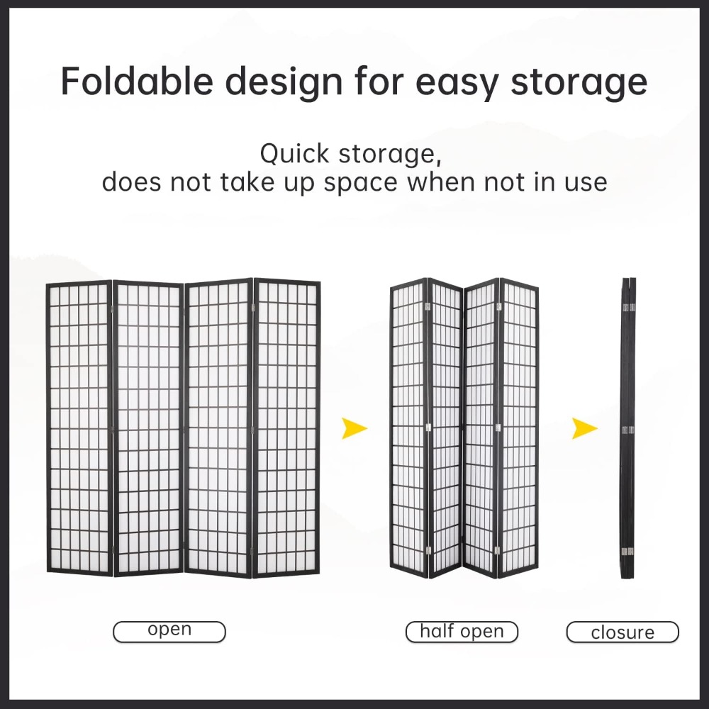 4 Panel Room Divider, 6Ft Fold - Shoji Screen Divider บทวิจารณ์และราคา