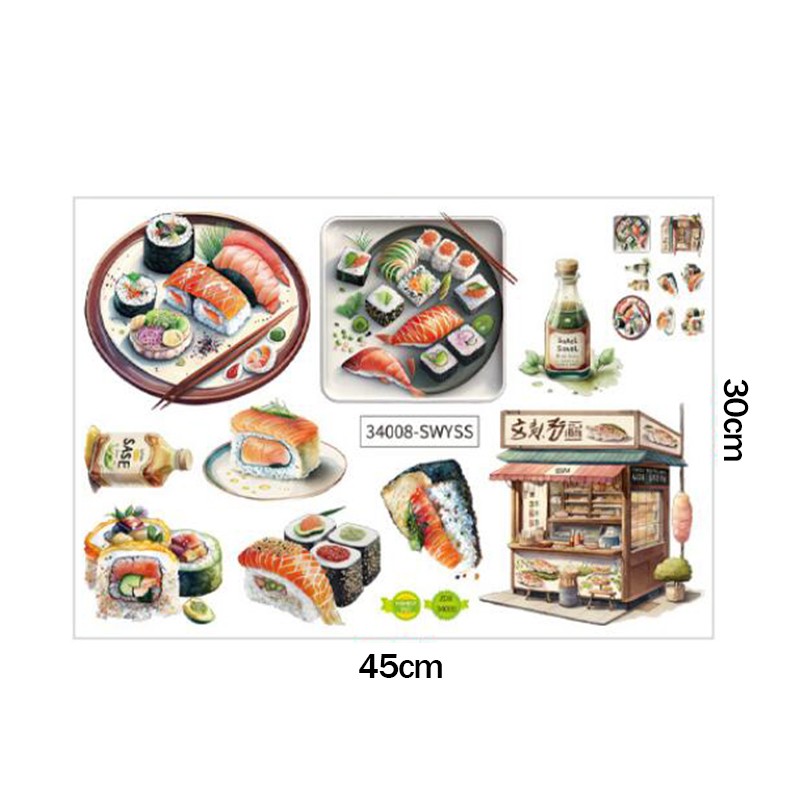 Japanese Food Sushi Sticker 3D - Japanese Lifestyle And Food บทวิจารณ์และราคา
